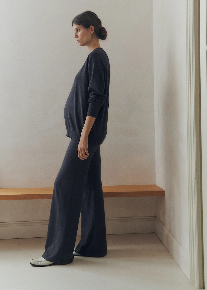 Wide leg knitted maternity pants