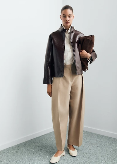 Perkins collar texture jacket