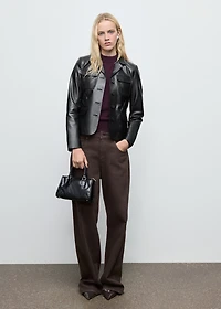 Leather jacket with flap pockets