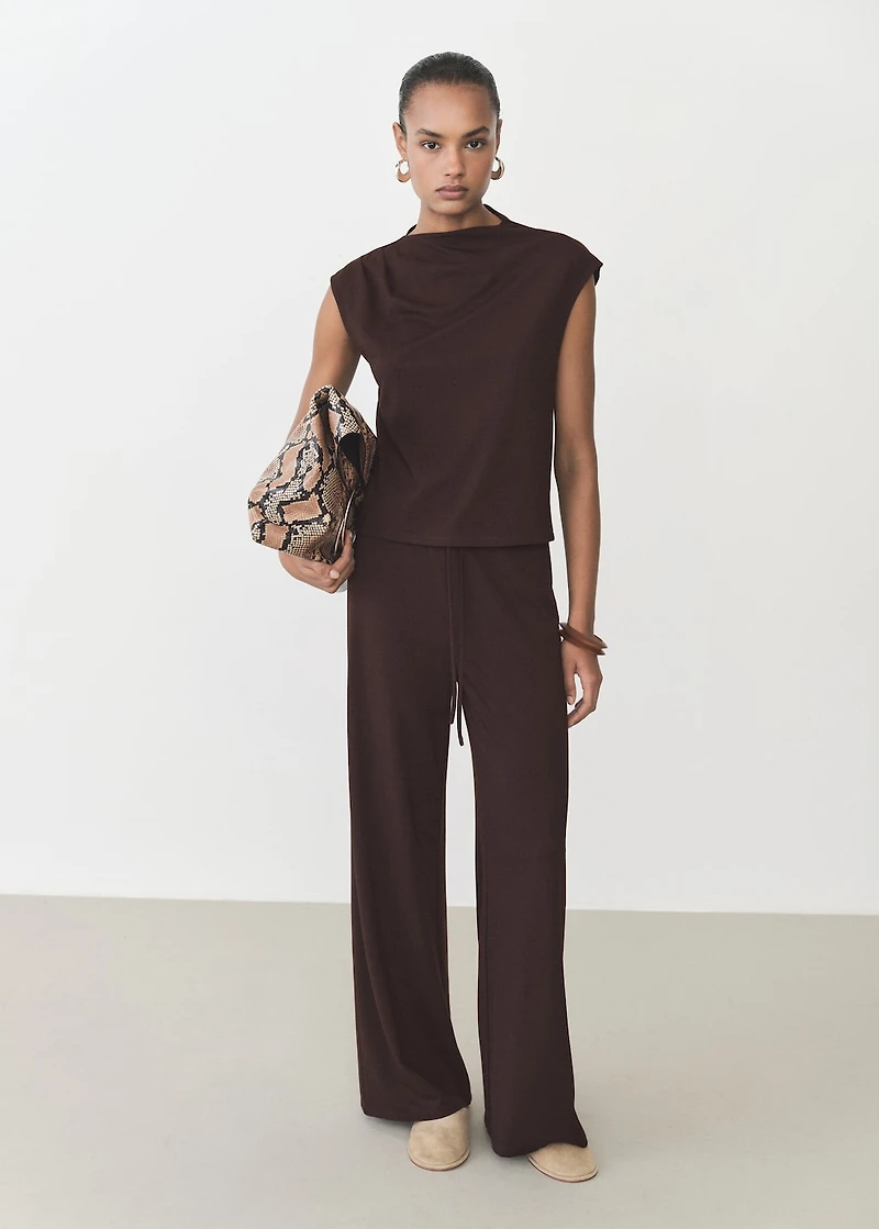 Wide leg pants with elastic waist