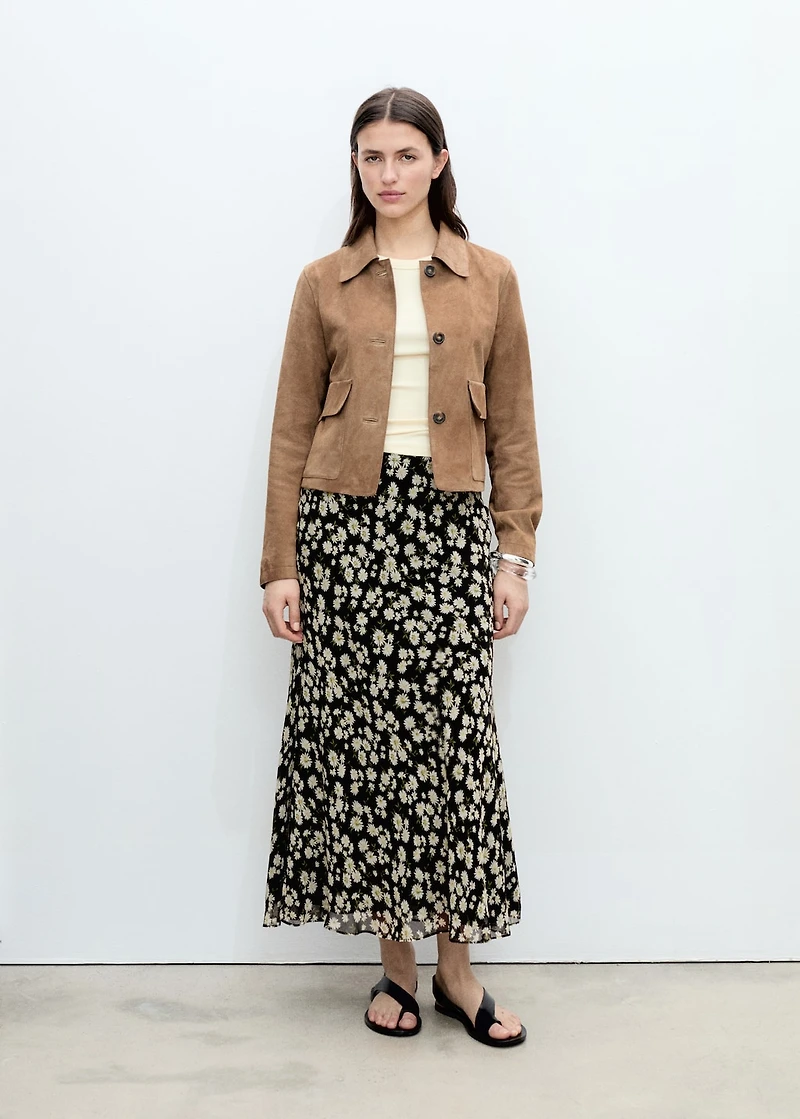 Long floral flared skirt
