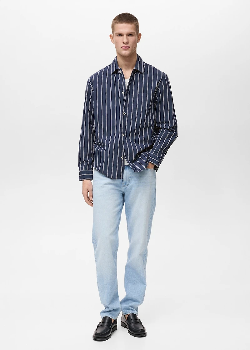 Regular-fit striped 100% cotton shirt