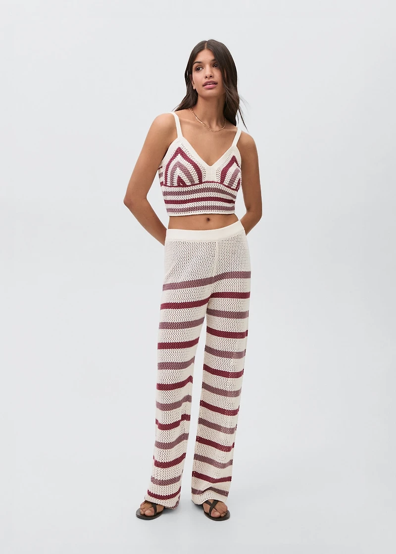 Knit pants with stripes