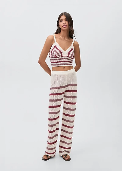 Knit pants with stripes