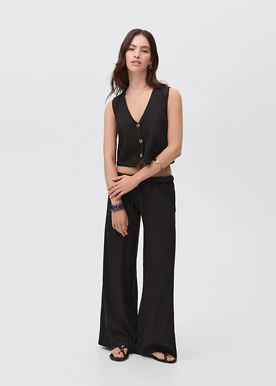 Linen vest with buttons