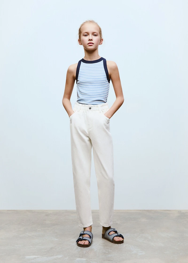 Striped cotton-blend top