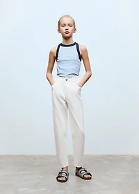 Striped cotton-blend top