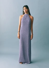 Halter-neck printed dress