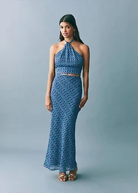 Halter-neck printed top