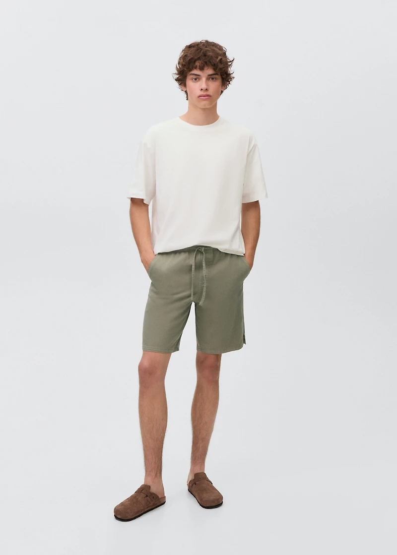 Cotton shorts with drawstring
