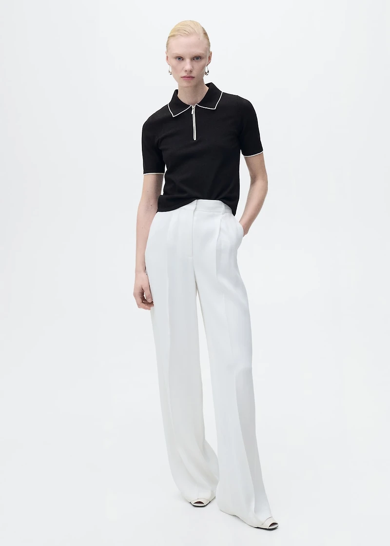 Polo-neck sweater with contrasting trims