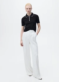 Polo-neck sweater with contrasting trims