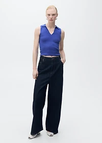 Polo-neck knitted top