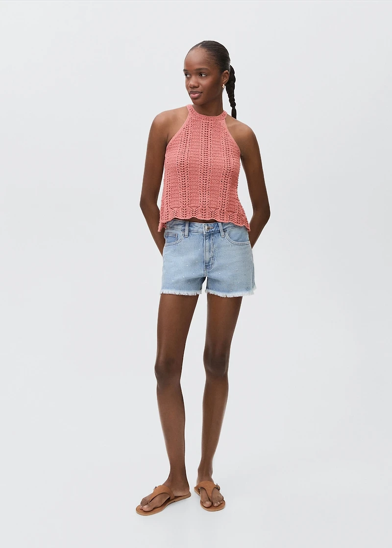 Openwork knit top