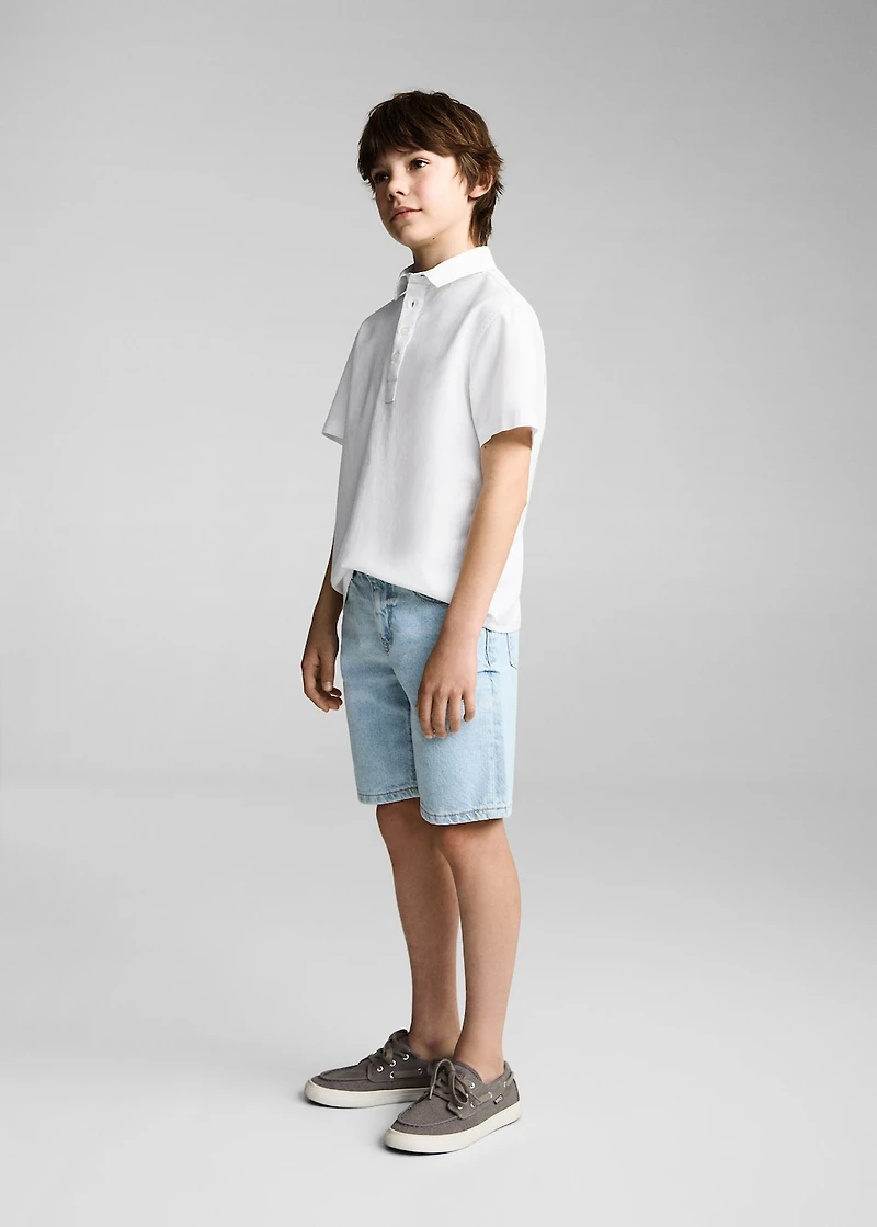 Linen-blend short-sleeve shirt