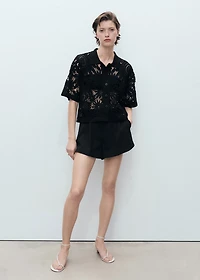 Short-sleeved crochet cardigan