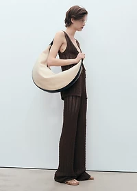 Straight-fit knitted pants with lace accents