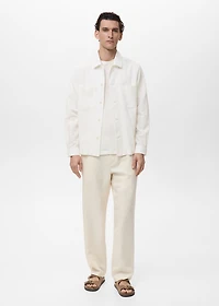 Linen-blend overshirt with pockets