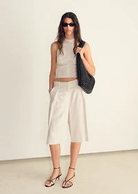 Striped linen-blend bermuda shorts