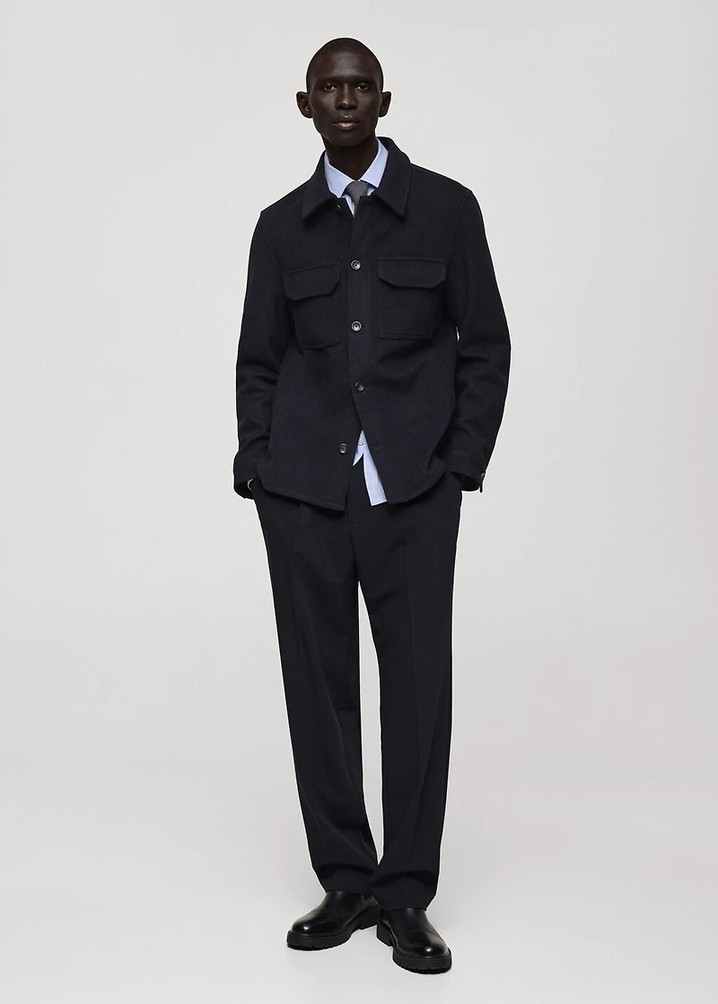 Flannel wool-blend overshirt