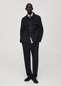 Flannel wool-blend overshirt