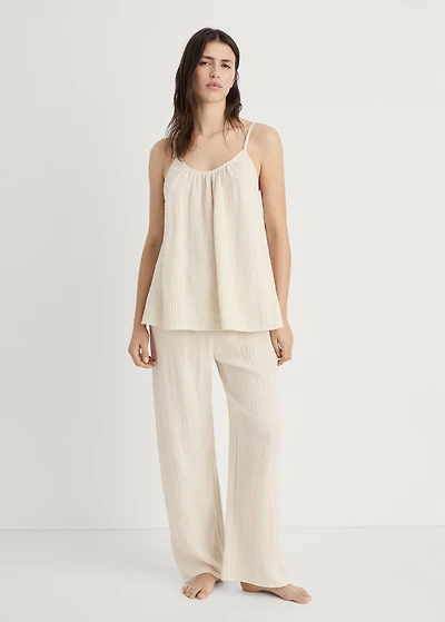 Plain cotton spaghetti-strap pajama top
