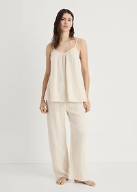 Plain cotton spaghetti-strap pajama top