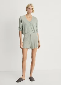 Pajama cardigan with lace detail