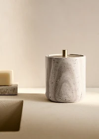 Marble bathroom jar with metal lid