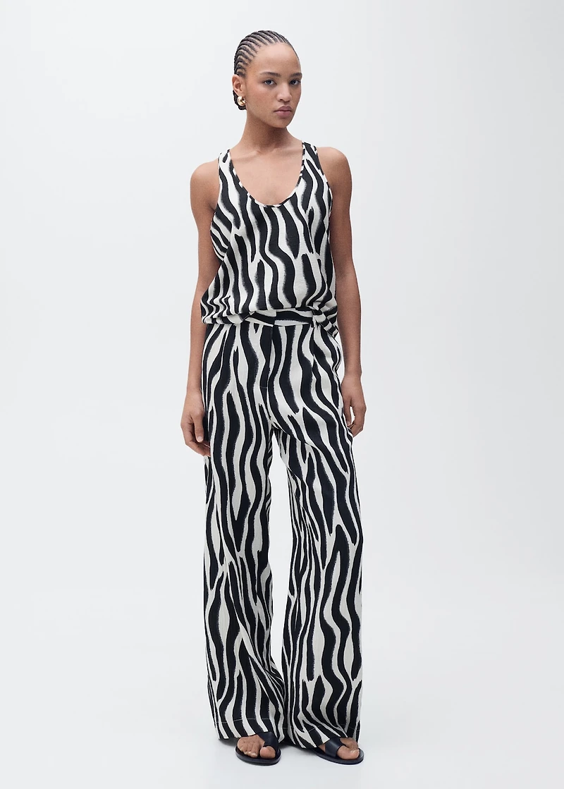 Zebra-print straight-fit pants