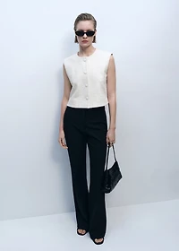 Tweed vest with buttons