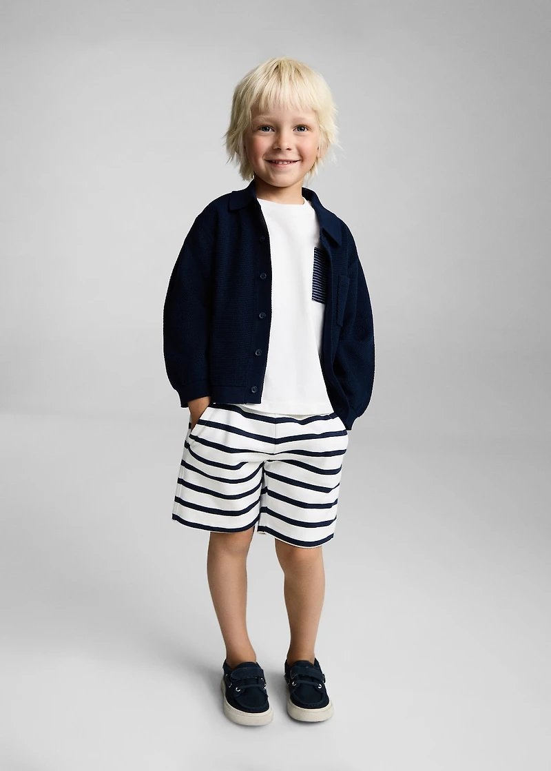 Striped cotton Bermuda shorts