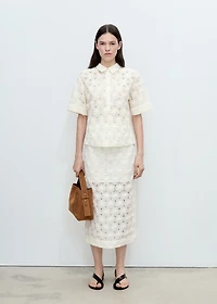 Openwork textured floral skirt