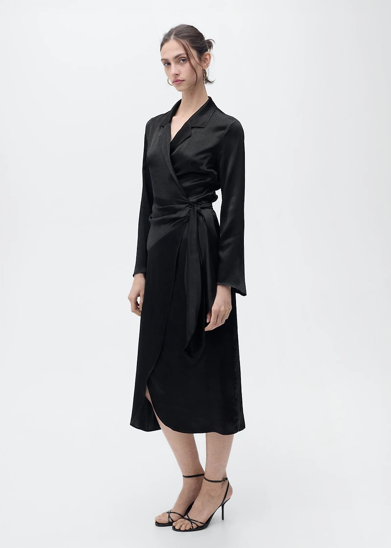 Wrap midi-dress with knot