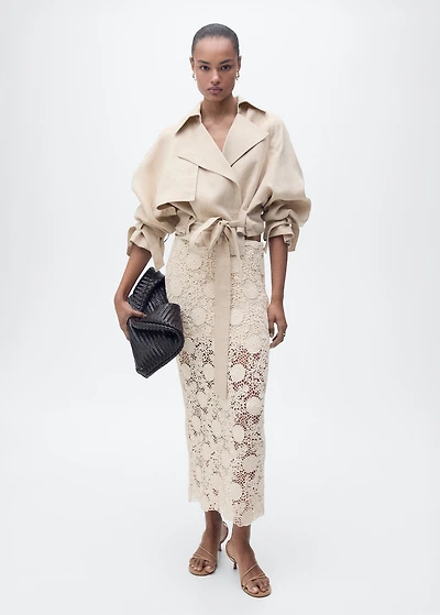 Long crochet floral skirt