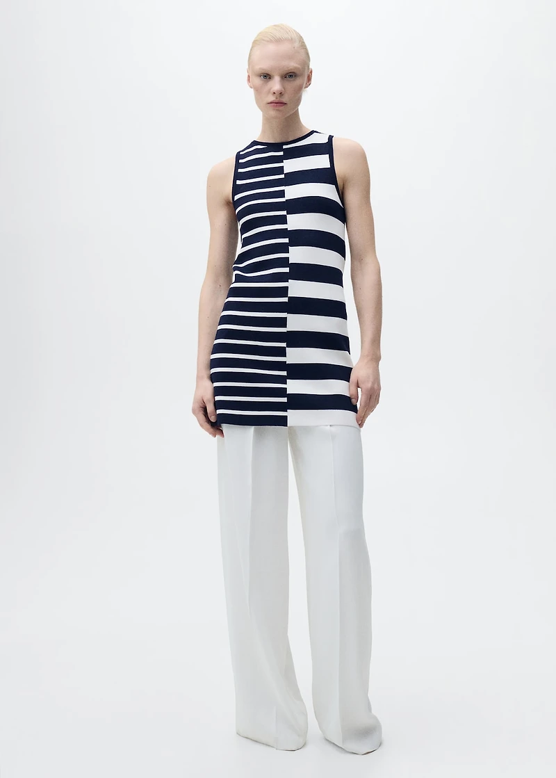 Knitted dress with combined stripes