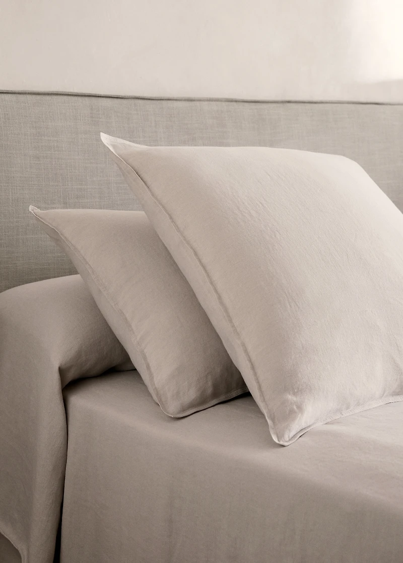 Two washed linen pillowcases 50x75 cm