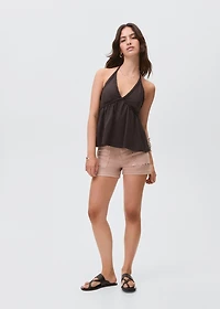 Studded denim shorts