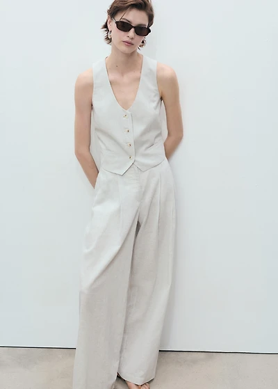 Linen-blend suit vest