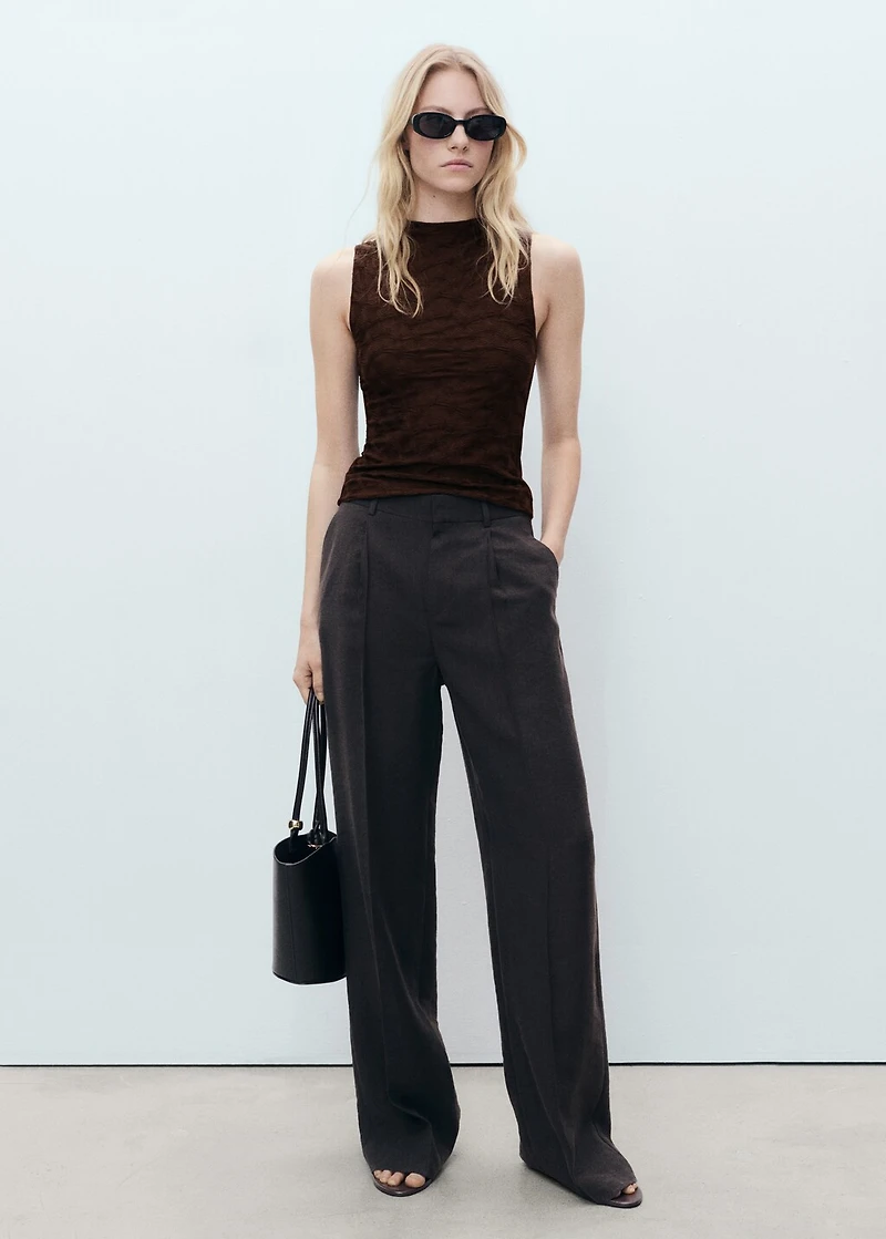 Fitted top with gathered shoulder