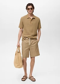 Cotton-linen blend bermuda shorts