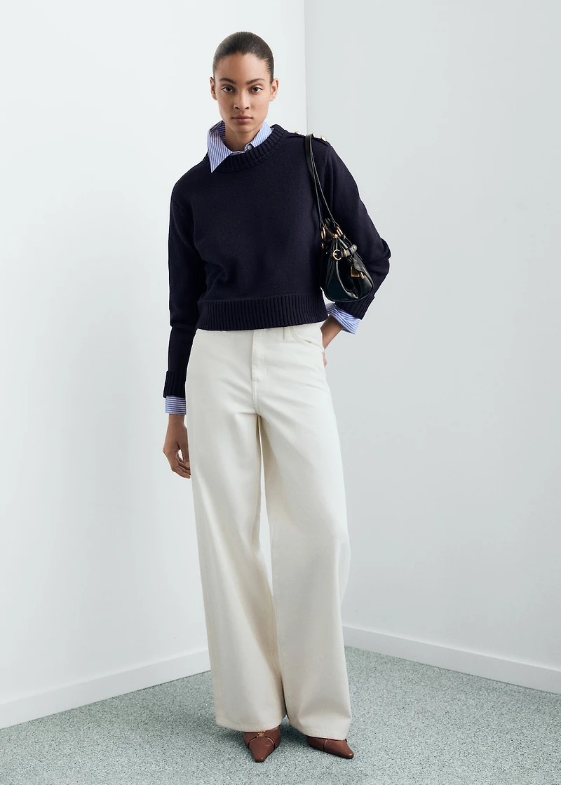 Knitted sweater with jewel buttons