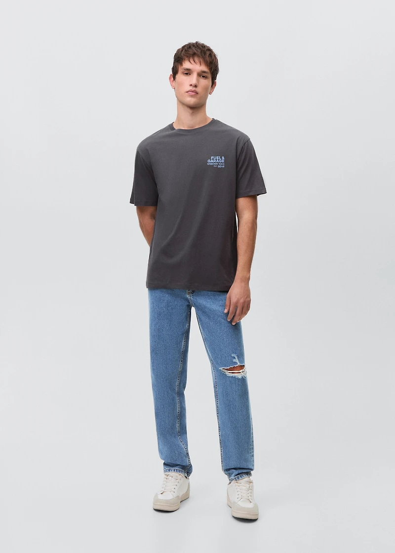 Printed cotton-blend t-shirt