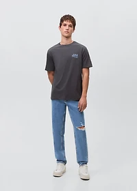 Printed cotton-blend t-shirt