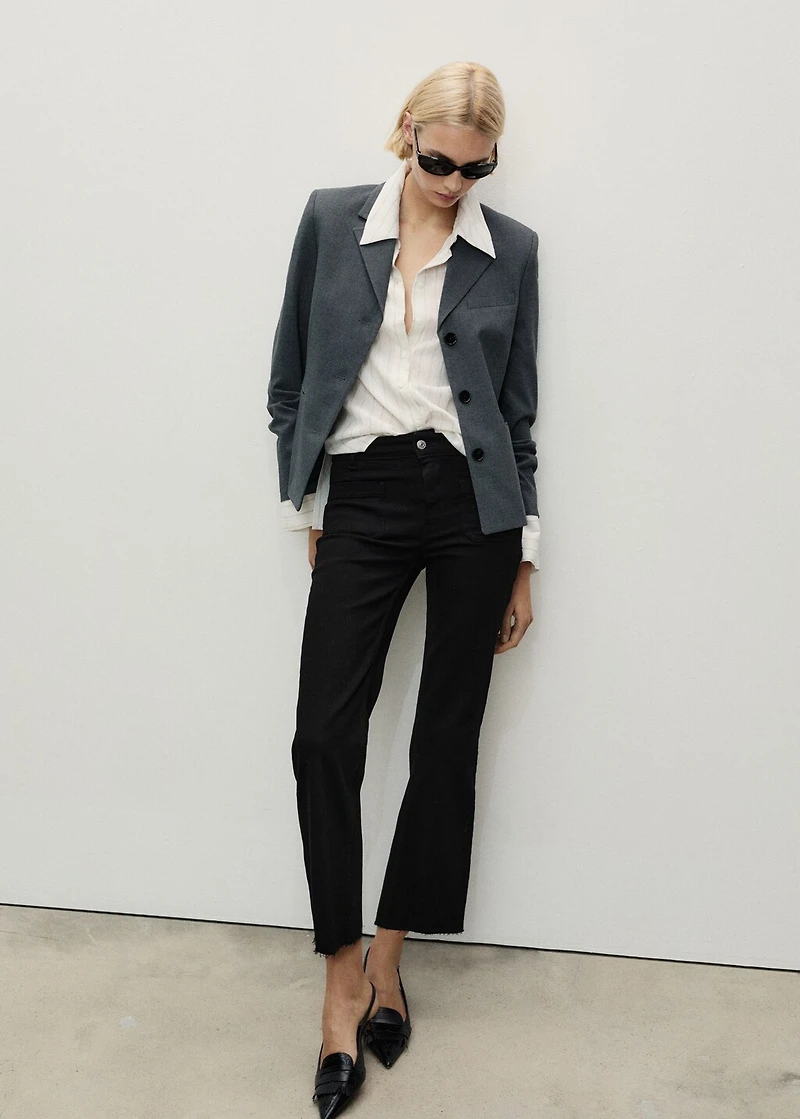 Flared cropped jeans with pockets