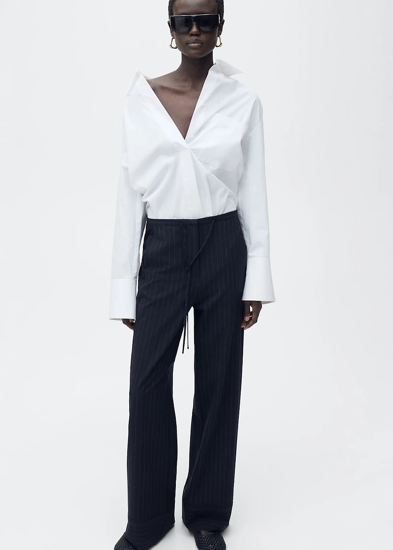 Chalk-stripe straight pants