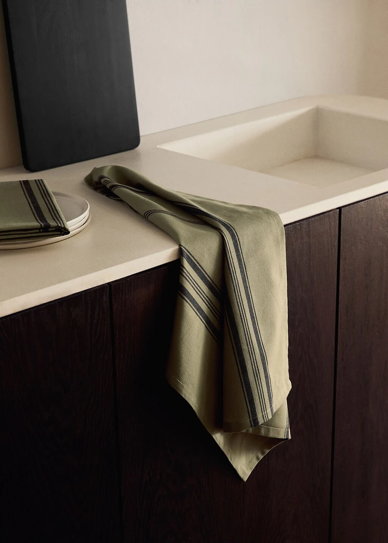 Cotton yarn-dyed striped kitchen towels