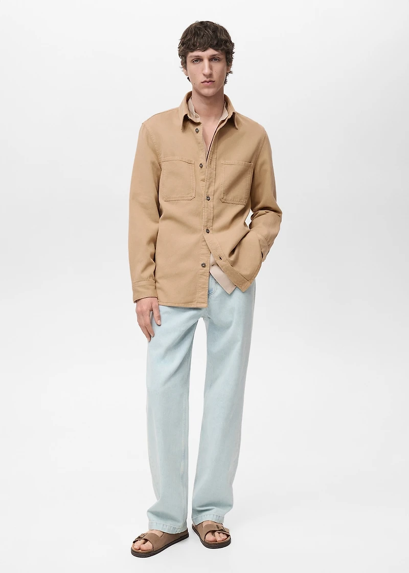 Regular-fit cotton lyocell overshirt
