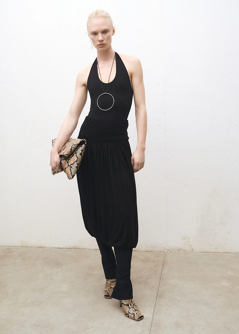 Open-back halter bodysuit