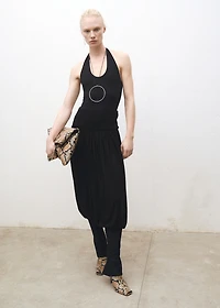 Open-back halter bodysuit